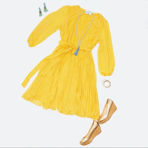 NWT Beauticurve x Lane Bryant Yellow Pleated Midi Dress SZ 18 - Picture 1 of 6